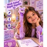Seymen Bıçakçılık 35 cm Tüylü Peluş Kalem Tavşan Figürlü Sevimli Kalem Çocuk Öğrenci Kırtasiye Kalemi Hediyelik - Açk Mor
