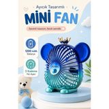 Seyoni AUFN16 Sevimli Ayıcık Mini Masaüstü Fan | Şarjlı, Sessiz, 1200MAH Kablosuz Vantilatör - Mor