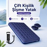 Seyoni Çift Kişilik Şişme Yatak Dahili Pompalı 203X152X22 cm Taşınabilir Kamp Yatağı