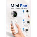 Seyoni Mini Fan 5 Kademeli LED Ekranlı Katlanabilir Taşınabilir Boyun Askılı Şarjlı El Vantilatörü - Beyaz