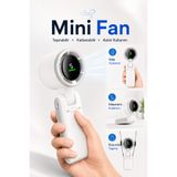 Seyoni Mini Fan 5 Kademeli LED Ekranlı Katlanabilir Taşınabilir Boyun Askılı Şarjlı El Vantilatörü
