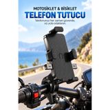 Seyoni Motosiklet Bisiklet ve Elektrikli Araç Gidon Telefon Tutucu 360° Döner Otomatik Kilitli 4.7-7 Inç