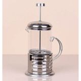 Seyra Borosilikat Isıya Dayanıklı Cam French Press 350 ml - Paslanmaz Çelik Kulplu Filtre Kahve ve Bitki Çayı Demliği - Şeffaf - Gri