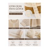 seyranat 2 Metre, Eni 2 Cm Pamuklu Ham Renk Çiçek Desenli Güpür, Fisto, Şerit, Yaka Kol Ucu