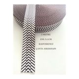 seyranat 2 Metre Eni 3.5 Cm Kahverengi Beyaz Geometrik Desenli Çanta Askısı, Sapı, Dekoratif Şerit, Kolon