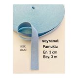 seyranat Bebe Mavisi Renk 3 Metre Eni 3 Cm Pamuklu Cüzdan-Çanta Askısı, Sapı, Kolonu-Dar Dokuma Şerit