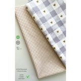 seyranat Çanta, Cüzdan, Hobi İşleri İçin 2 Adet 50 cm Mat Yeşil Kalp Desenli, Bej Kareli Pamuklu Parça Kumaş