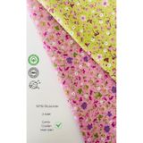 seyranat Çanta, Cüzdan, Hobi İşleri İçin 2 Adet Pembe, Yeşil Çiçek Desenli Pamuklu 50 cm 50 cm Parça Kumaş