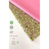 seyranat Çanta-Cüzdan-Hobi İşleri İçin 2 Adet Pembe-Yeşil Çiçekli Desenli %100 Pamuklu 50*50 Parça Kumaş