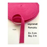 seyranat Fuşya Rengi 3 Metre Eni 3 Cm Pamuklu Cüzdan-Çanta Askısı, Sapı, Kolonu-Dar Dokuma Şerit