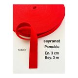 seyranat Kırmızı Renk 3 Metre Eni 3 Cm Pamuklu Cüzdan-Çanta Askısı, Sapı, Kolonu-Dar Dokuma Şerit
