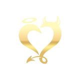 Şeytan Kalp Sticker 17X17 Cm Gold