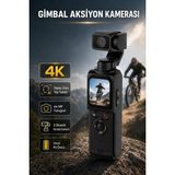 Seyutech 4K Ultra Hd Aksiyon Kamerası 330 Derece Gimbal Kameralı Dokunmatik Ekranlı Yüz Tanıma ve Takip Özellikli Vlog Kamera - Siyah