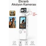 Seyutech 4K Ultra Hd Mini Aksiyon Kamerası 2.0 Inç Ekranlı Mikrofon Destekli Oto Fokus Özellikli 180° Döner Başlıklı Vlog Kamera - Beyaz