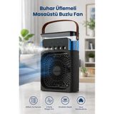 Seyutech Buhar Üflemeli Masaüstü Buzlu Soğutmalı Fan Taşınabilir LED Işıklı Hava Nemlendiricili Hava Soğutucu Vantilatör - Siyah