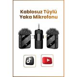 Seyutech Kablosuz Tüylü Yaka Mikrofonu Wireless Şarj Kutulu Canlı Yayın Ios ve Android Uyumlu Yaka Mikrofonu - Siyah