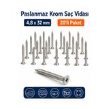 Seyyah Marin Paslanmaz Krom Vida 4,8x32mm (20li paket) Krom Vida Paslanmaz Suya Dayanıklı