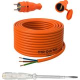 Seyyar 10 Metre Uzatma Kablosu Ttr Cca Çok Telli 3x1.5 mm Elektrik Kablo Kontrol Kalem Dişi Erkek Fiş - Turuncu