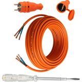 Seyyar 15 Metre Uzatma Kablosu Ttr Cca Çok Telli 3x2.5 mm Elektrik Kablo Kontrol Kalem Dişi Erkek Fiş - Turuncu