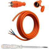 Seyyar 5 Metre Uzatma Kablosu Ttr Cca Çok Telli 3x1.5 mm Elektrik Kablo Kontrol Kalem Dişi Erkek Fiş - 10543176 - Turuncu