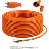 Seyyar 50 Metre Uzatma Kablosu Ttr Cca Telli 3x1.5 mm Elektrik Kablo Kontrol Kalem Dişi Erkek Fiş - 152351554767 - Turuncu