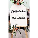 Seyyar Atölye Düğünümüze Hoş Geldiniz Yazılı Beyaz Zemin Siyah Yazı Karşılama Panosu