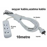 SEYYAR KABLO UZATMA KABLO ARA KABLO 10 METRE 3 LÜ GRUP PRİZ