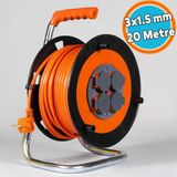 Seyyar Makaralı Uzatma Kablosu Kapaklı Termal Sigortalı Cca 20 Metre 3X1.5 Mm