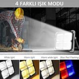 Seyyar Solar LED Projektör Gri Renk 200W Güneş Enerjili Portatif LED Işık Taşınabilir Sokak Aydınlatması