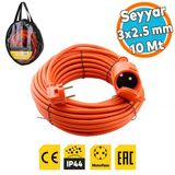 Seyyar Uzatma Kablosu 10 Metre 3X2.5 Mm Kapaklı Monofaze Ev Tipi Topraklı Cca Kablolu Grup Fiş Priz