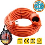 Seyyar Uzatma Kablosu 30 Metre 3x2.5 mm Topraklı Cca Kablolu Tekli Grup Fiş Priz Kapaklı Monofaze - Çok Renkli
