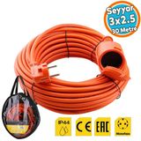 Seyyar Uzatma Kablosu 30 Metre 3X2.5 Mm Topraklı Cca Kablolu Tekli Grup Fiş Priz Kapaklı Monofaze