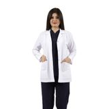 SEZA TEKSTİL Gömlek Yaka Ceket Boy Beyaz Önlük Kadın Doktor Öğretmen Hemşire Laboratuvar Önlüğü