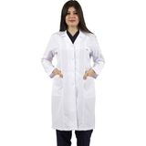 Seza Tekstil Gömlek Yaka Uzun Boy Beyaz Bayan Doktor Öğretmen Hemşire Laboratuvar Önlüğü - 3XL