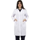 Seza Tekstil Gömlek Yaka Uzun Boy Beyaz Bayan Doktor Öğretmen Hemşire Laboratuvar Önlüğü - XS