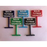 Sezen Akvaryum Dekoru - Mavi - Rengârenk Balık Tutmak Yasaktır Yazısı