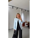 Sezgi Tekin Bebe Mavi Hakim Yaka Tek Düğmeli Blazer Ceket
