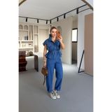 Sezgi Tekin Dikiş Detay Mavi Slouchy Pantolon