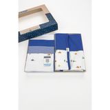 Sezgibaby Erkek Bebek Battaniye + 5'li Ağız Mendili %100 Pamuk - Mavi - 90 x 75 cm
