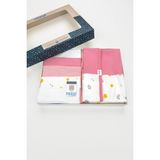 Sezgibaby Kız Bebek Battaniye + 5'li Ağız Mendili %100 Pamuk - Pembe - 90 x 75 cm