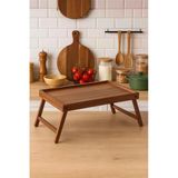 Sezka Life Akasya Bambu Ayaklı Tepsi Katlanır Ayaklı Bambu Yatak Keyif Tepsisi (50Cm*30Cm)