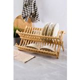 Sezka Life Bambu Bulaşıklık Tabaklık 2 Katlı Katlanabilir Tabaklık Orrta Boy(40 cm x 33 cm x 3.3cm)