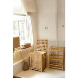 Sezka Life Bambu Çamaşır Sepeti Ekose Bambu Sepet Natural 62x45x45 Cm