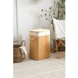 Sezka Life Bambu Hasır Çamaşır Sepeti Kare Kirli Çamaşır Sepeti İpli Naturel Doğal (40x30x50 cm)