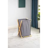 Sezka Life Bambu Katlanır Kirli Çamaşır Sepeti Gri 34x42x58 cm
