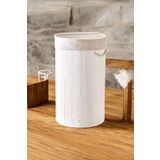 Sezka Life Bambu Katlanır Yuvarlak Kirli Çamaşır Sepeti Beyaz Hasır Çamaşır Sepeti 35x60