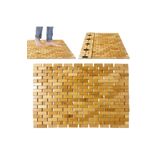 Sezka Life Katı Desen Bambu Paspas Duş Küvet Matı Banyo Kaydırmaz Matı Katlanır (24x16)cm