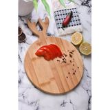 Sezka Life Oval Geyik Model Kesme Doğrama Sunum Tahtası Seti Bambu Kesim Panosu