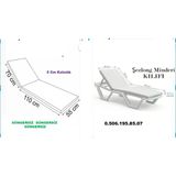 Şezlong Minderi Kılıfı Kumaş 180-55-5 Cm Yıkanır Silinir Arkası Kuşaklı Fermuarlı Gri