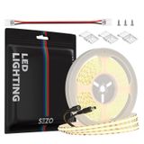SEZO FCOB COB LED Şerit Işık Doğal Beyaz 4000K 16,4ft/5m 416LED/M CRI90+ Esnek Üniforma Parlak DC12V FOB LED Bant Işık TV Arka Işığı için Dolap Altı Kendin Yap Yatak Odası Mutfak Ev Aydınlatma